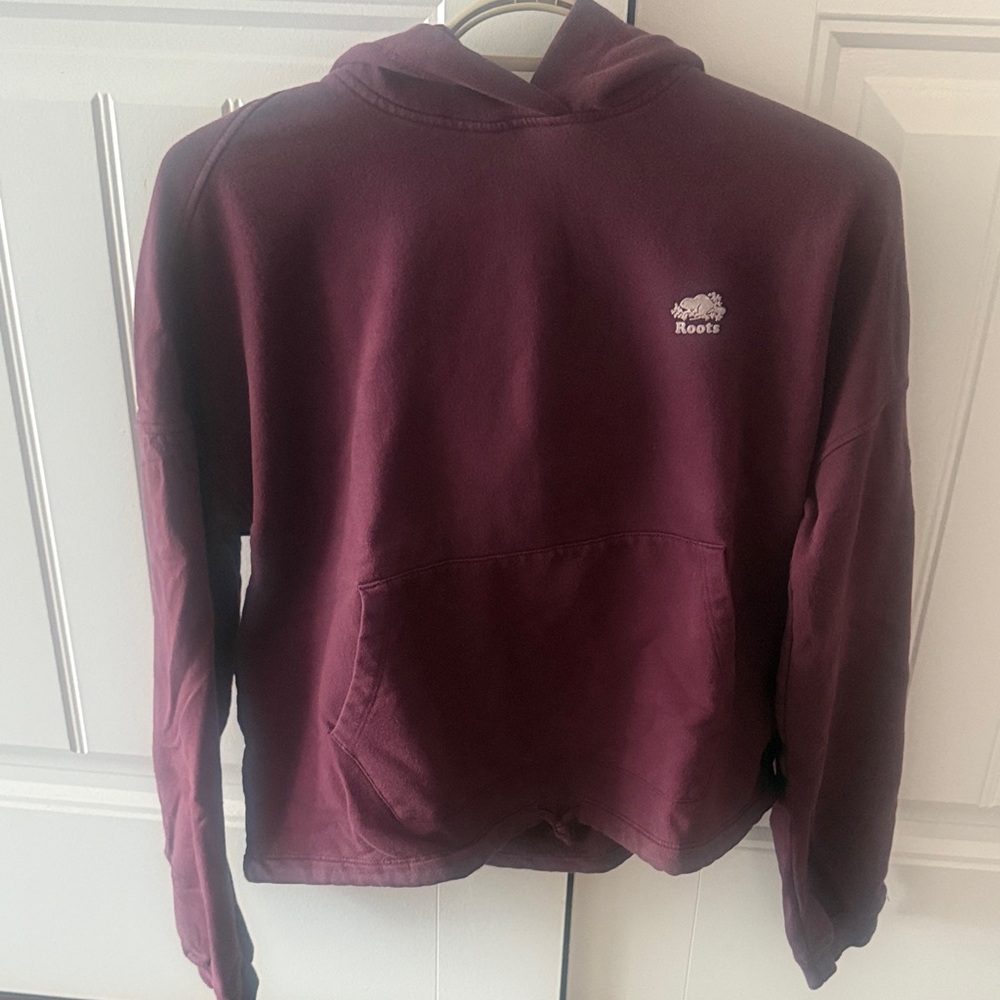 Roots Maroon burgundy cropped hoodie and matching pant size small